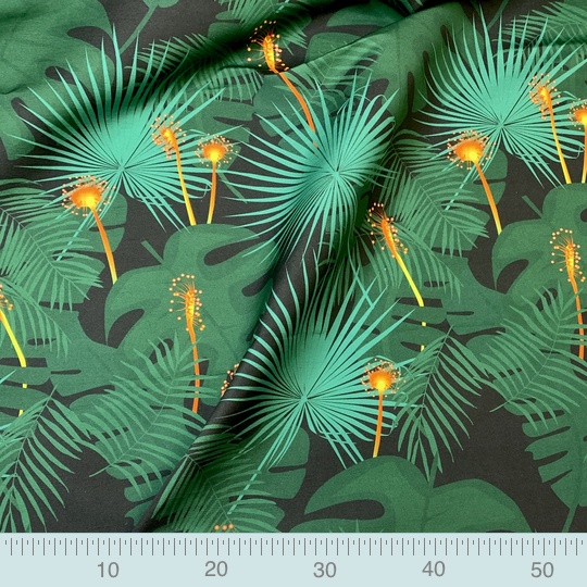 Tropische Blätter und Sonnentau © michaelakobyakov | Halbleinen (1,44m breit)